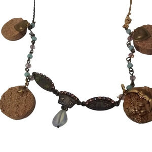 Vintage Heart Cork Charm Crescent Moon Angel Mini Star Necklace